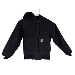 Carhartt Boys Black Hooded Cotton Lined Insulated Jacket Size XS (6)